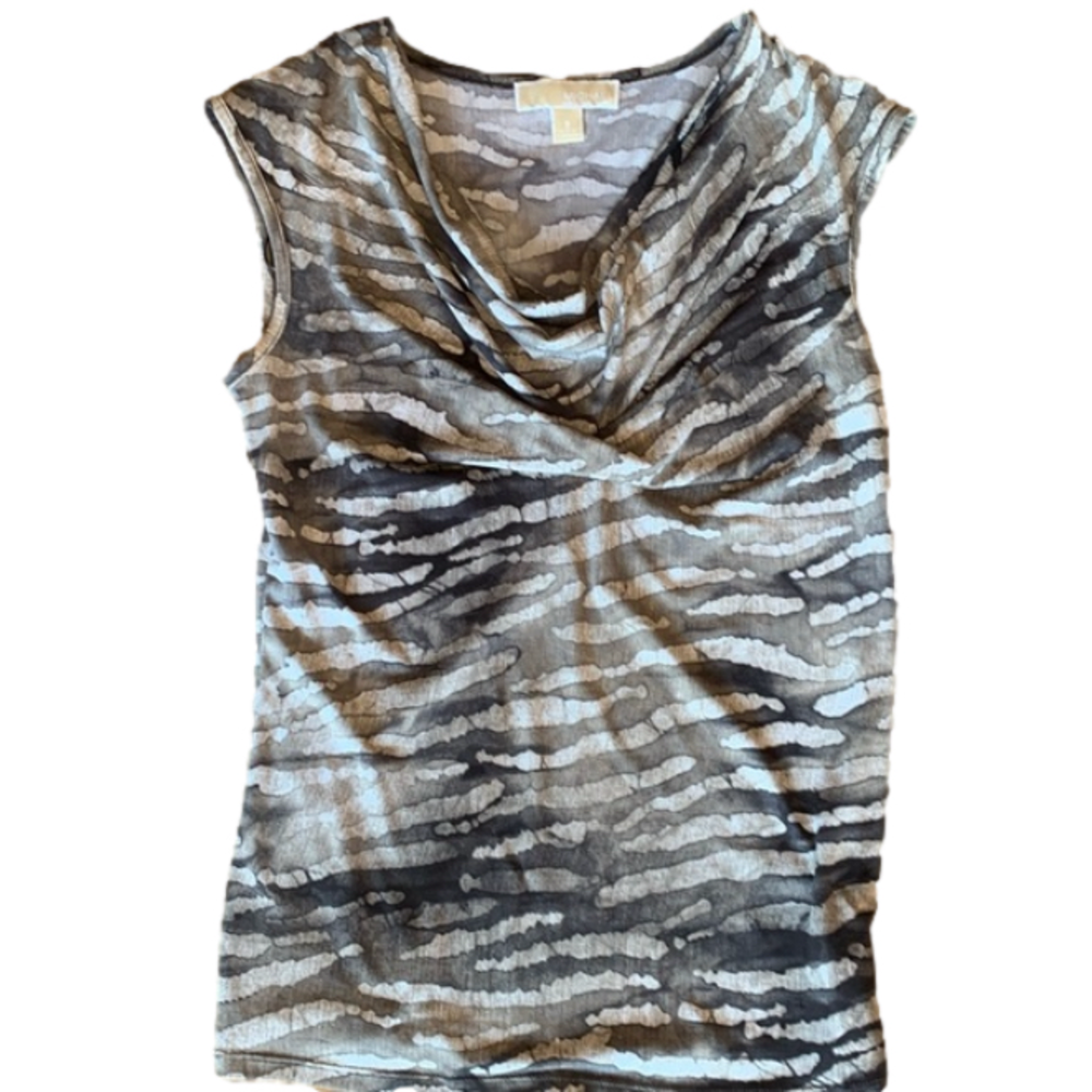 Michael Kors small stretchy zebra sleeveless blouse box 14